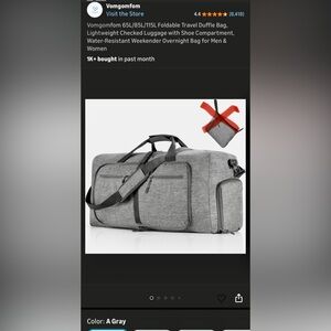 Gray Travel Duffel Bag